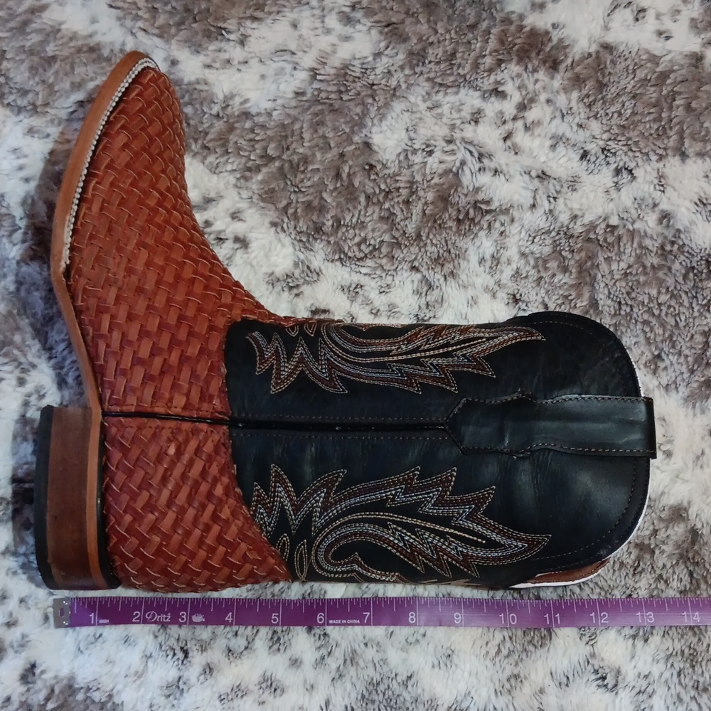 Alfa Western Wear Basketweave Square Toe Boots - Picture 9 of 12